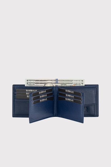 Zoozie Bags Cartera de Piel Auténtica para Hombre, Azul Marino con Bloqueo RFID, Elegante y Duradera